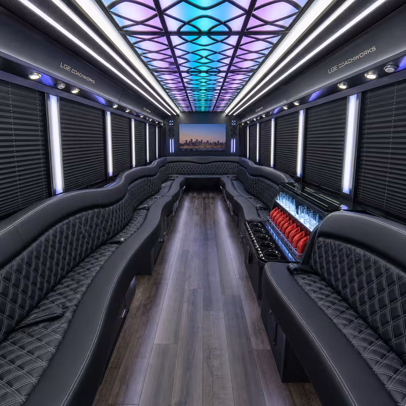 20 Passenger Party Bus Interior