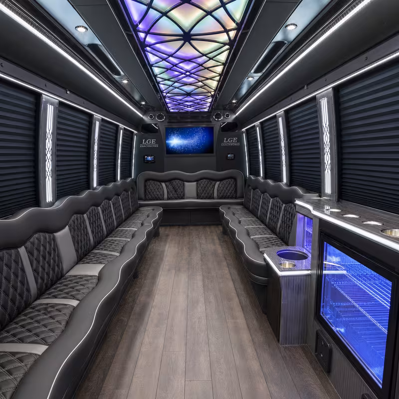 25 Passenger Party Bus Interior