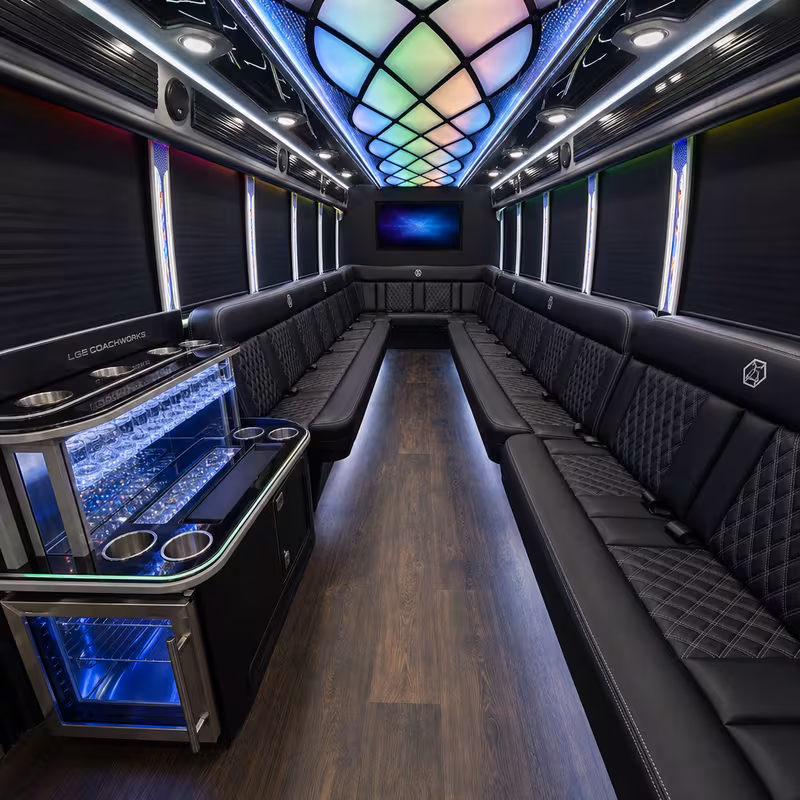 25 Passenger Party Bus Interior