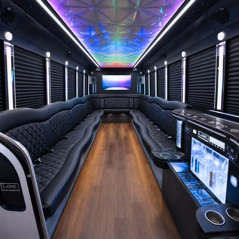28 Passenger Party Bus Interior