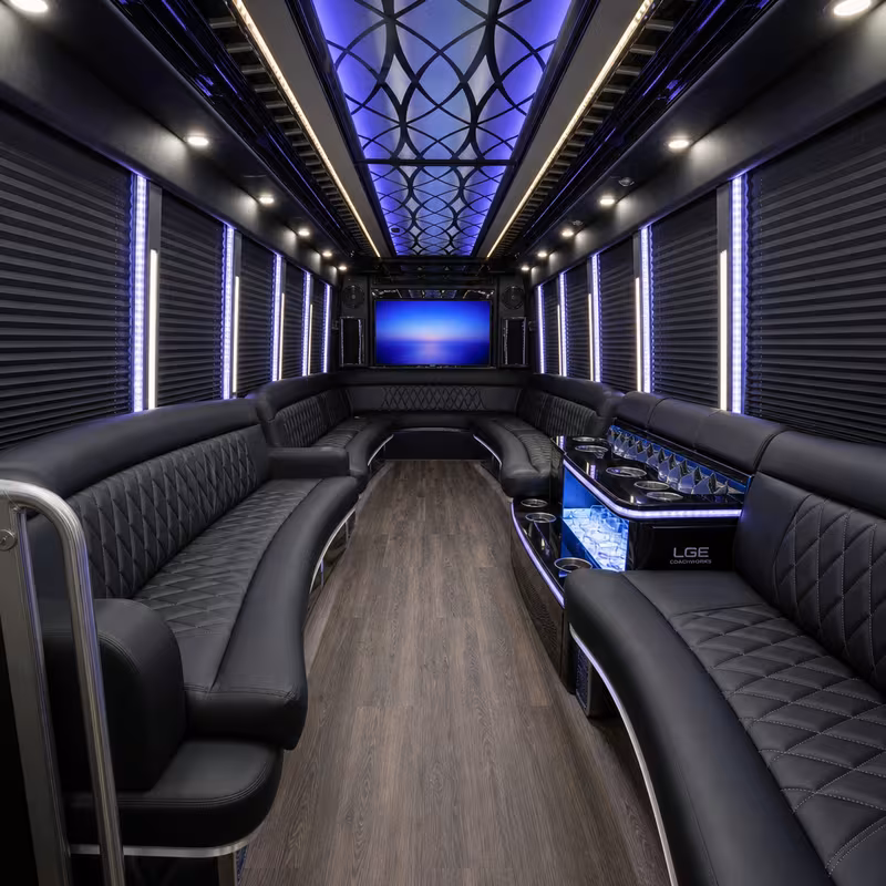 28 Passenger Party Bus Interior
