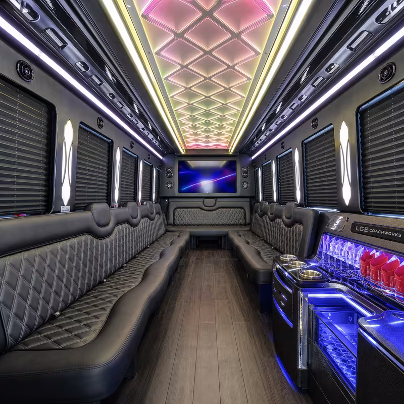30 Passenger Party Bus Interior