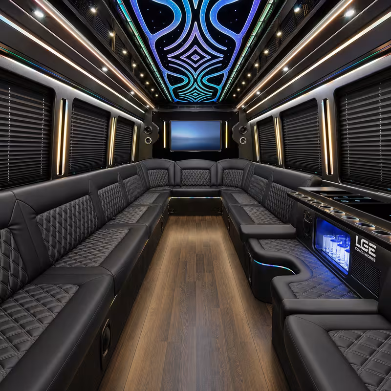 40 Passenger Party Bus Interior