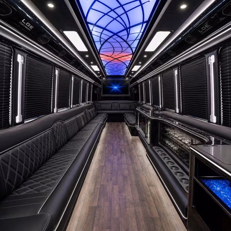 50 Passenger Party Bus Interior