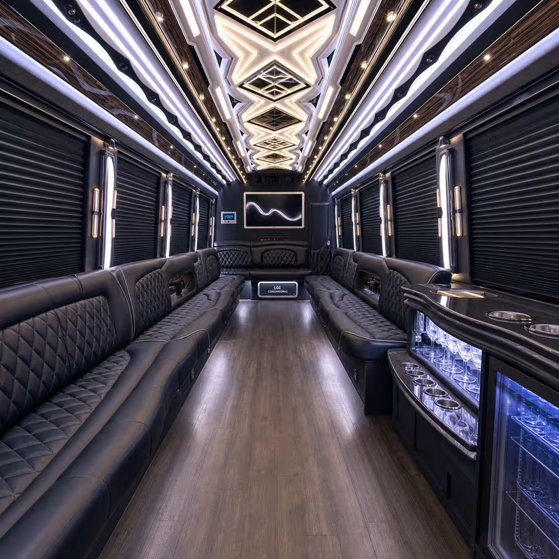 50 Passenger Party Bus Interior