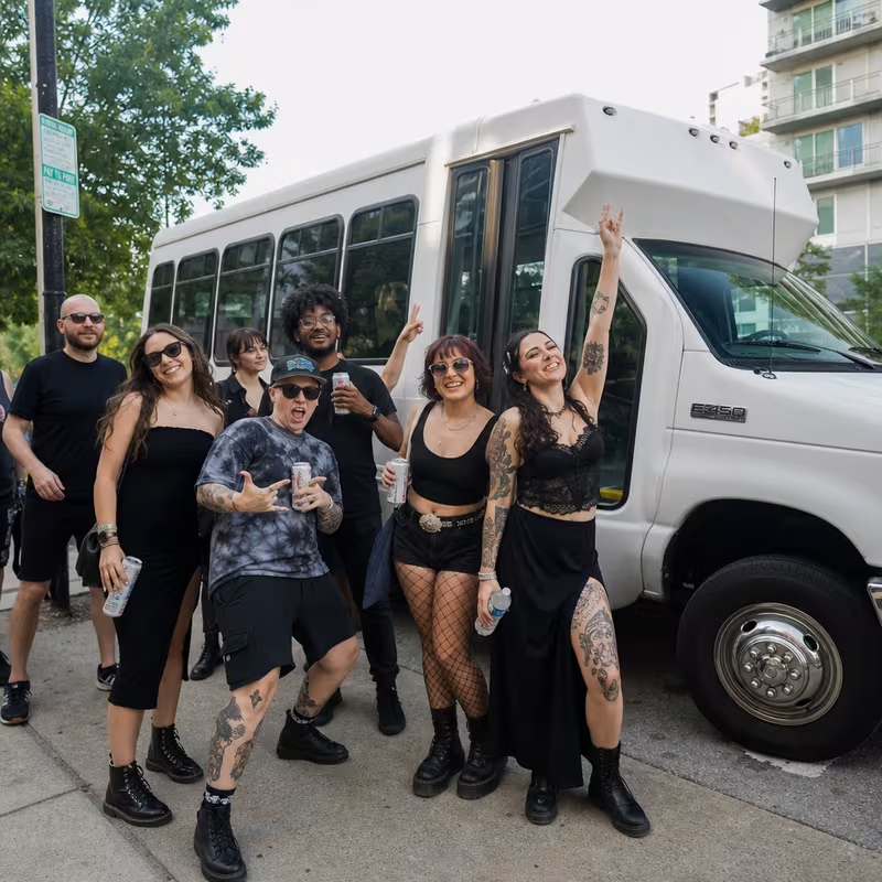 Black Mercedes Sprinter van staged for an Jacksonville Concert Transportation group