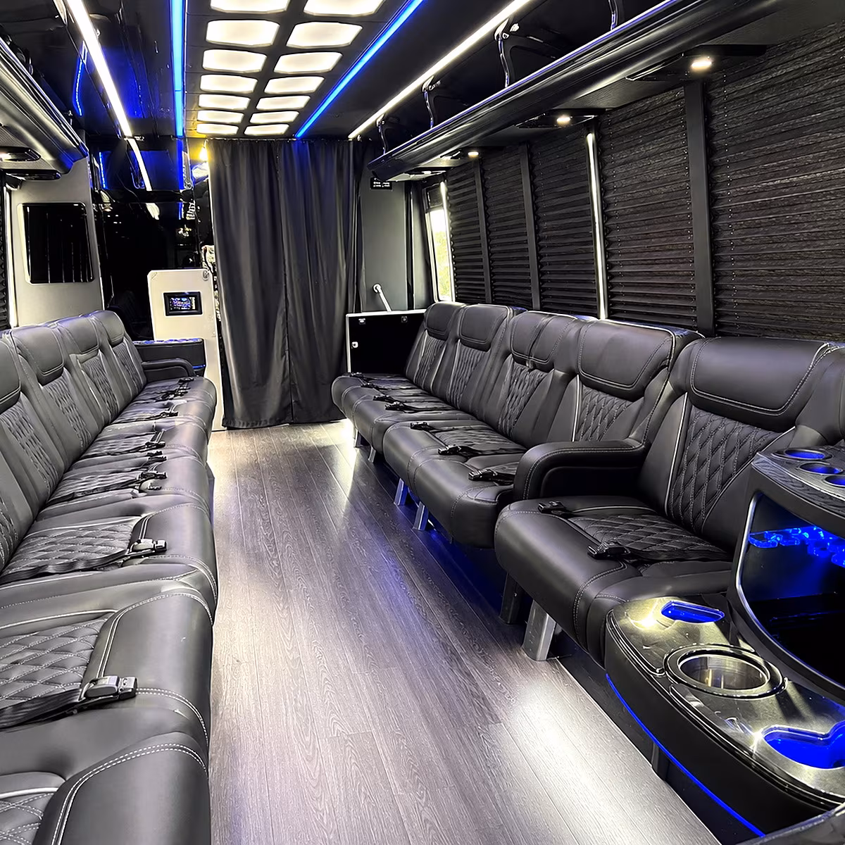 Jacksonville Wedding Transportation party bus interior