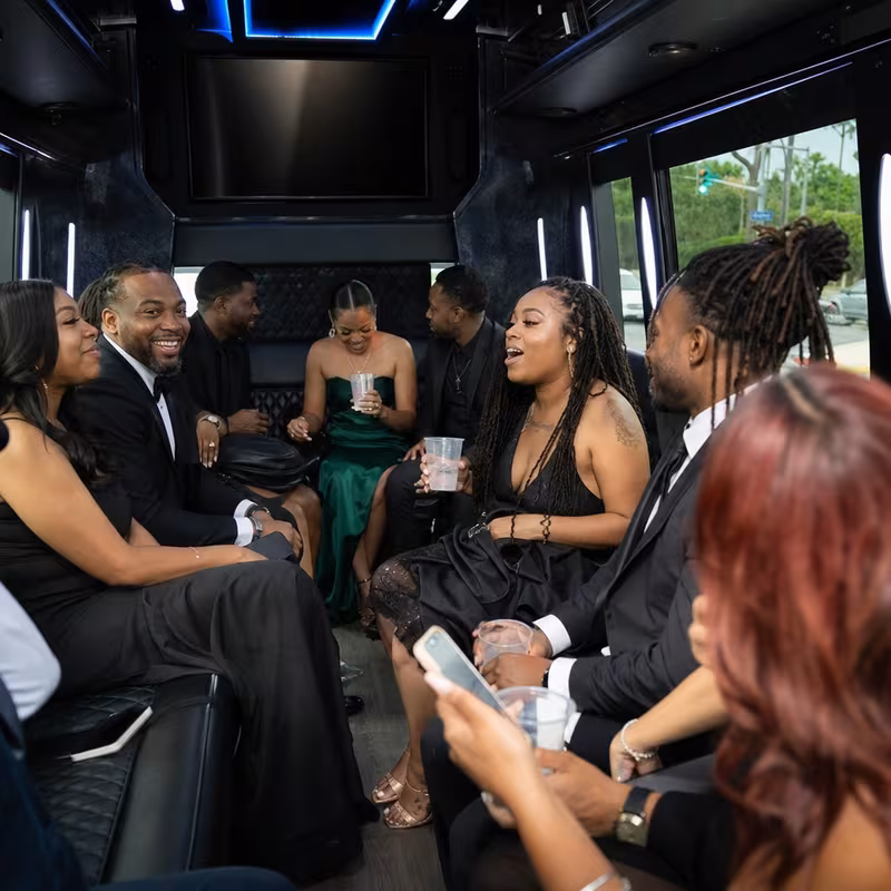 Black Mercedes Sprinter van staged for an Jacksonville Private Event Transportation group