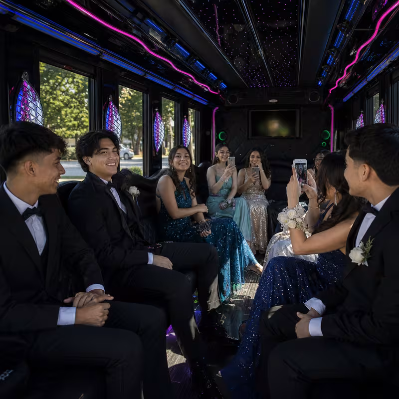 Black Mercedes Sprinter van staged for an Jacksonville Prom & Homecoming Transportation group