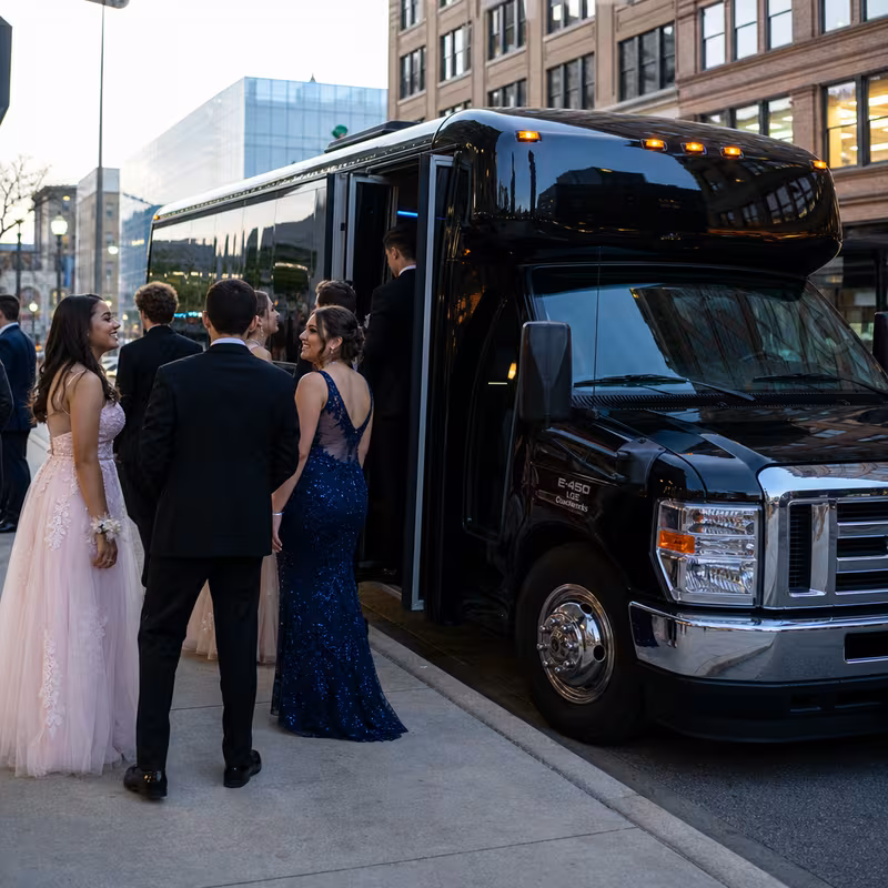 Passengers loading luggage while boarding an Jacksonville group shuttle