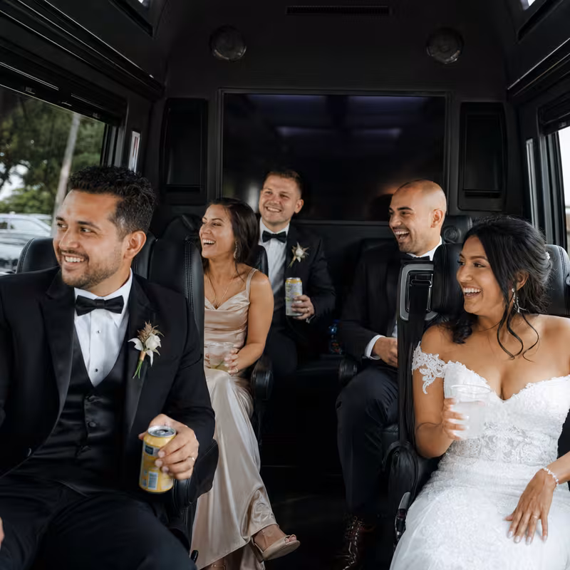 Black Mercedes Sprinter van staged for an Jacksonville Wedding Transportation group