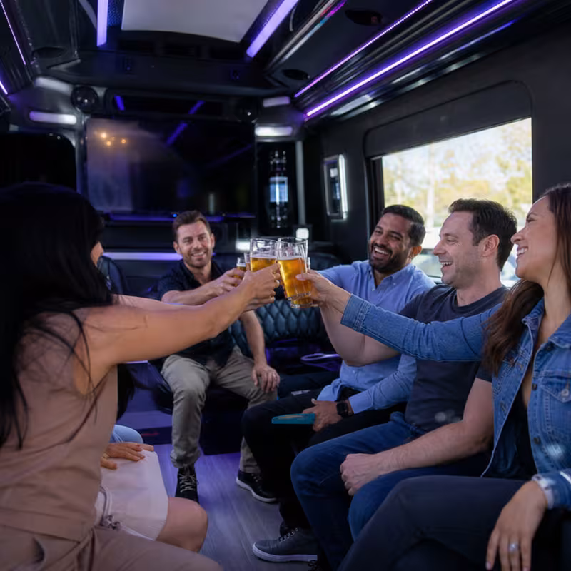 Black Mercedes Sprinter van staged for an Jacksonville Winery & Brewery Tour Transportation group
